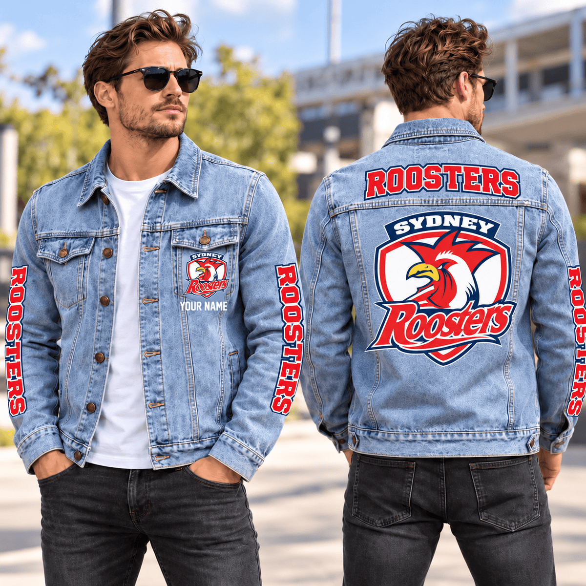 Sydney Roosters NRL New Denim Jacket Personalized Any Name Gifts