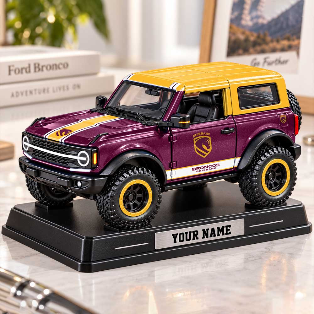 Brisbane Broncos NRL Car Acrylic Block Plaque Custom Any Name Gift For Fan Love