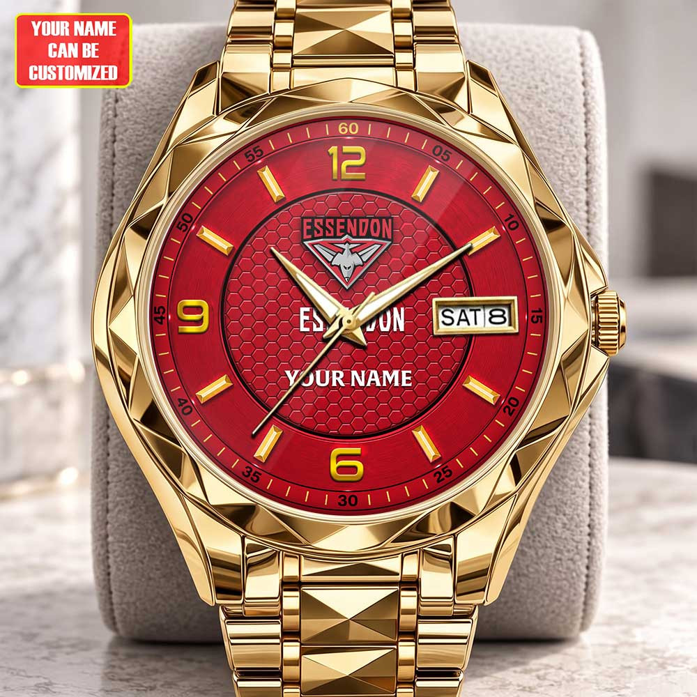 Essendon AFL Men Luxury Hand Watch Personalized Any Name Gift For Fan