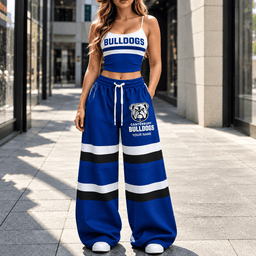 Canterbury-Bankstown Bulldogs NRL New Full Set Spaghetti Strap Crop Top &  Wide Leg Sweatpants