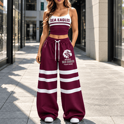Manly Warringah Sea Eagles NRL New Full Set Spaghetti Strap Crop Top &  Wide Leg Sweatpants