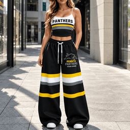 Penrith Panthers NRL New Full Set Spaghetti Strap Crop Top &  Wide Leg Sweatpants