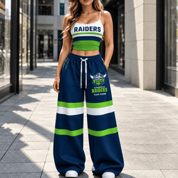 Canberra Raiders NRL New Full Set Spaghetti Strap Crop Top &  Wide Leg Sweatpants