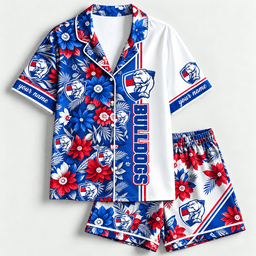 Western Bulldogs AFL Full Set Floral Short Woman Pajamas Custom Any Name Gifts
