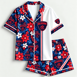Melbourne Demons AFL Full Set Floral Short Woman Pajamas Custom Any Name Gifts