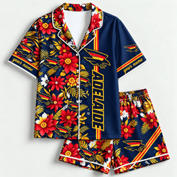 Adelaide Crows AFL Full Set Floral Short Woman Pajamas Custom Any Name Gifts
