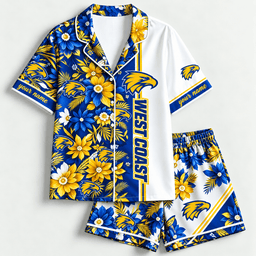 West Coast Eagles AFL Full Set Floral Short Woman Pajamas Custom Any Name Gifts