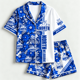 North Melbourne Kangaroos AFL Full Set Floral Short Woman Pajamas Custom Any Name Gifts