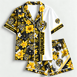 Richmond Tigers AFL Full Set Floral Short Woman Pajamas Custom Any Name Gifts