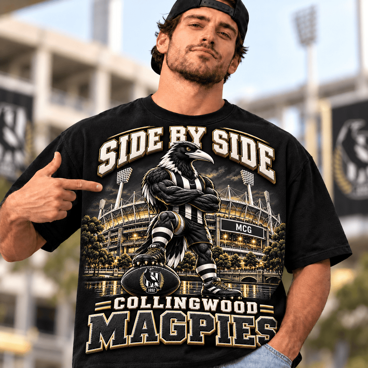 Collingwood Magpies AFL Special Black T-shirt For Fan Gifts