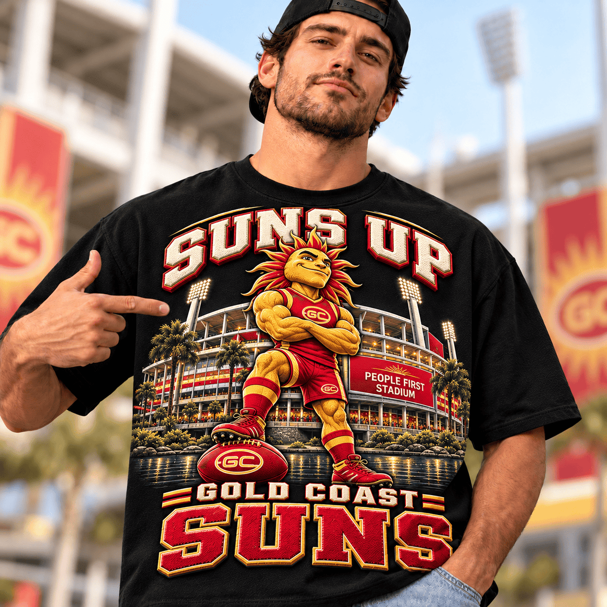 Gold Coast Suns AFL Special Black T-shirt For Fan Gifts