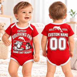 Dolphins NRL Cute Baby Romper All Size Custom Any Name & Number