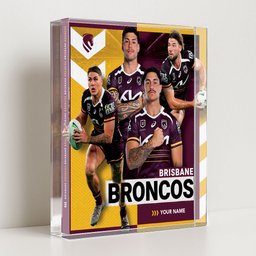 Brisbane Broncos NRL New Acrylic Block Plaque Famous Players Custom Any Name