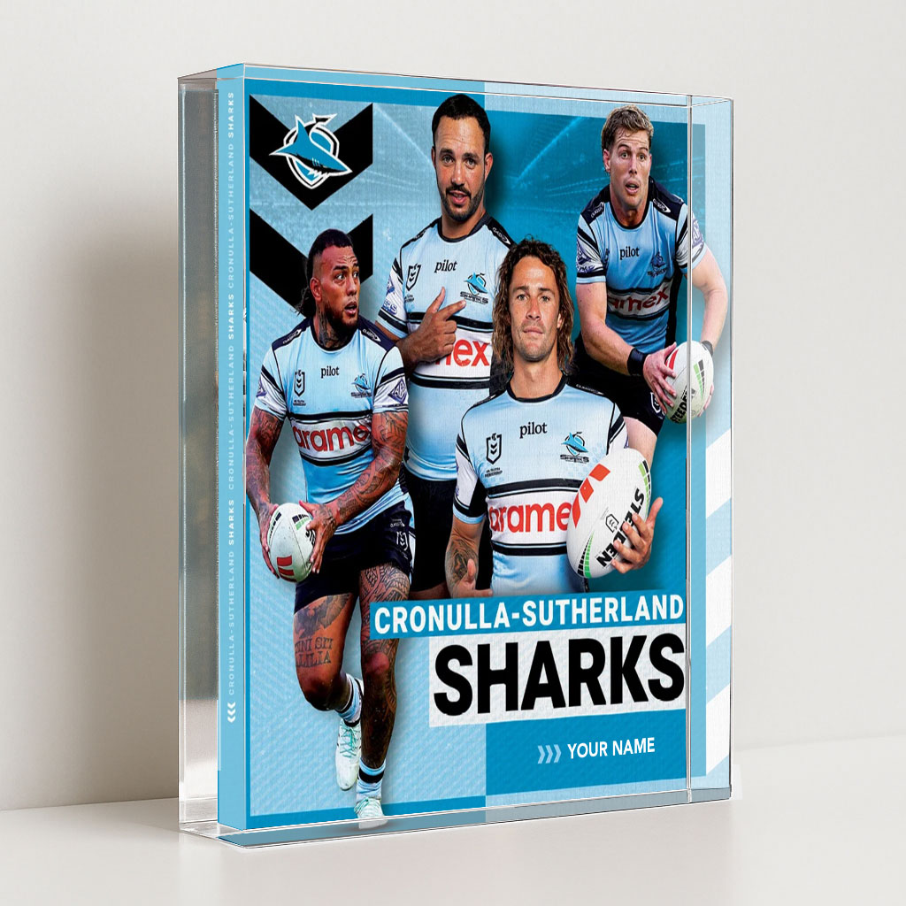 Sharks NRL New Acrylic Block Plaque Famous Players Custom Any Name