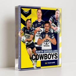 Cowboys NRL New Acrylic Block Plaque Famous Players Custom Any Name