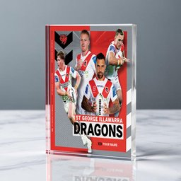Dragons NRL New Acrylic Block Plaque Famous Players Custom Any Name