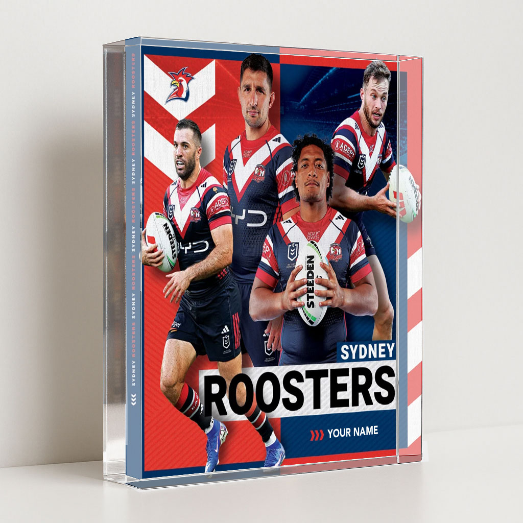Sydney Roosters NRL New Acrylic Block Plaque Famous Players Custom Any Name