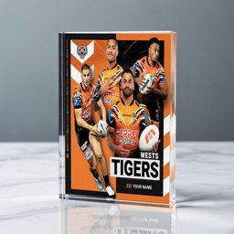 Wests Tigers NRL New Acrylic Block Plaque Famous Players Custom Any Name