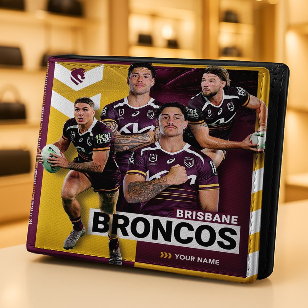 Brisbane Broncos NRL Team Players Men Wallet Custom Any Name Gifts