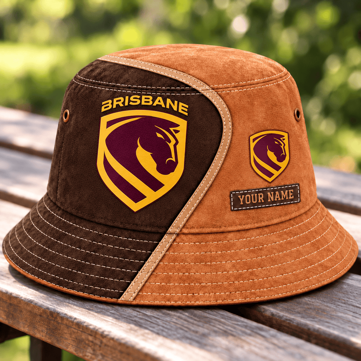 Brisbane Broncos NRL Brown Bucket Hat New Style Custom Any Name