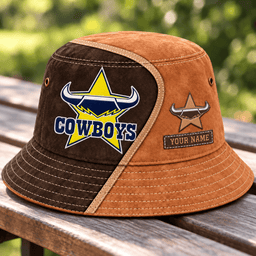 North Queensland Cowboys NRL Brown Bucket Hat New Style Custom Any Name