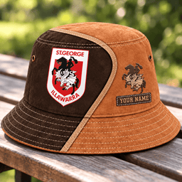 St George Illawarra Dragons NRL Brown Bucket Hat New Style Custom Any Name