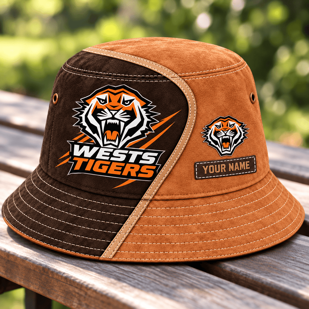 Wests Tigers NRL Brown Bucket Hat New Style Custom Any Name