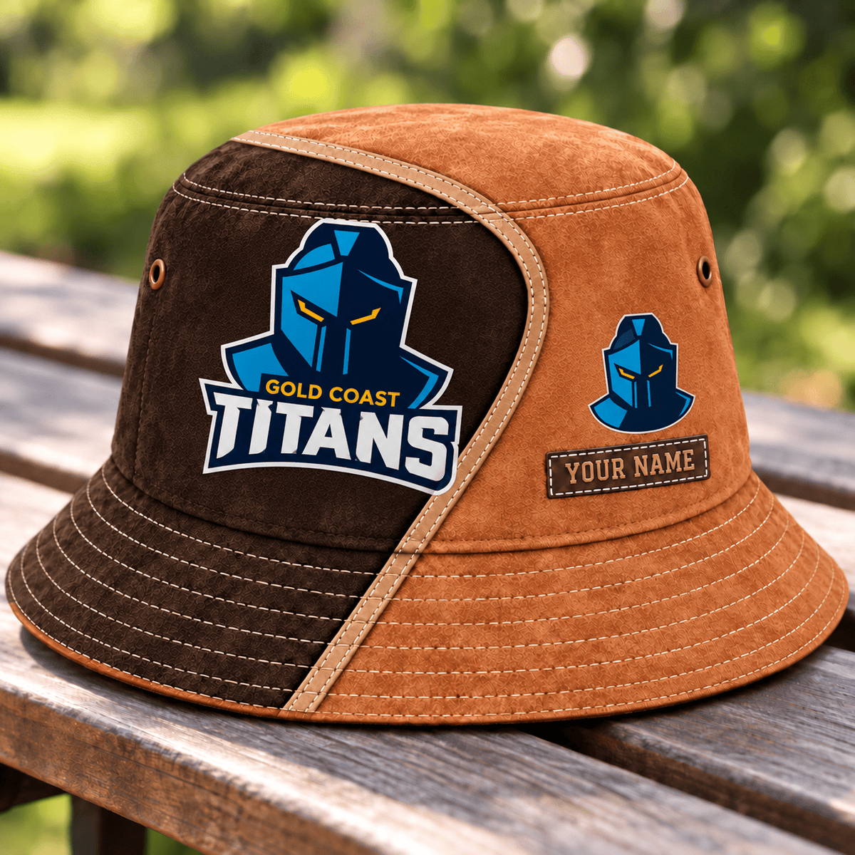 Gold Coast Titans NRL Brown Bucket Hat New Style Custom Any Name