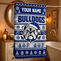 Canterbury-Bankstown Bulldogs NRL Christmas Bath Towel Custom Any Name For Fan