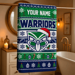 New Zealand Warriors NRL Christmas Bath Towel Custom Any Name For Fan