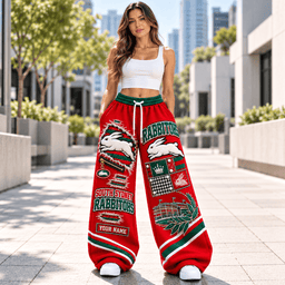 NRL South Sydney Rabbitohs Wide Leg Sweatpants Custom Any Name Gifts