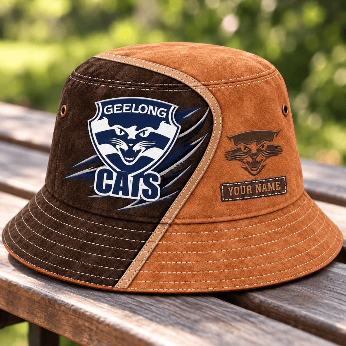 Geelong Cats AFL Team Brown Bucket Hat Custom Any Name Gift For Fan Love