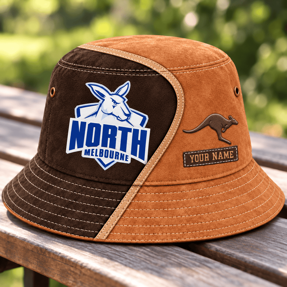 North Melbourne Kangaroos AFL Team Brown Bucket Hat Custom Any Name Gift For Fan Love