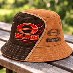 Gold Coast Suns AFL Team Brown Bucket Hat Custom Any Name Gift For Fan Love