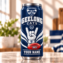 Geelong Cats AFL Hand Sign Can Shaped Tumbler Personalized Any Name Gifts