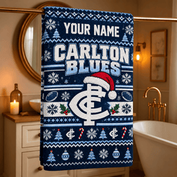 Carlton Blues AFL Christmas Bath Towel Full Size Custom Any Name Gifts