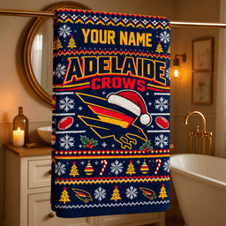 Adelaide Crows AFL Christmas Bath Towel Full Size Custom Any Name Gifts