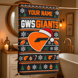 GWS Giants AFL Christmas Bath Towel Full Size Custom Any Name Gifts