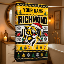 Richmond Tigers AFL Christmas Bath Towel Full Size Custom Any Name Gifts