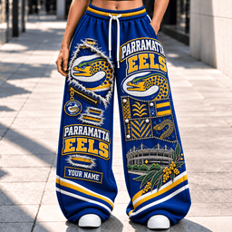 Parramatta Eels NRL Long Wide Sweatpants Custom Any Name For Fan