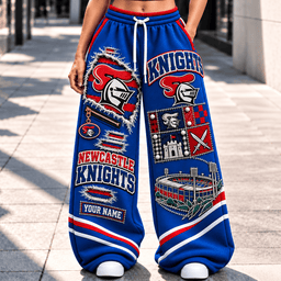 Newcastle Knights NRL Long Wide Sweatpants Custom Any Name For Fan