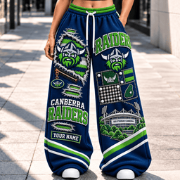Canberra Raiders NRL Long Wide Sweatpants Custom Any Name For Fan