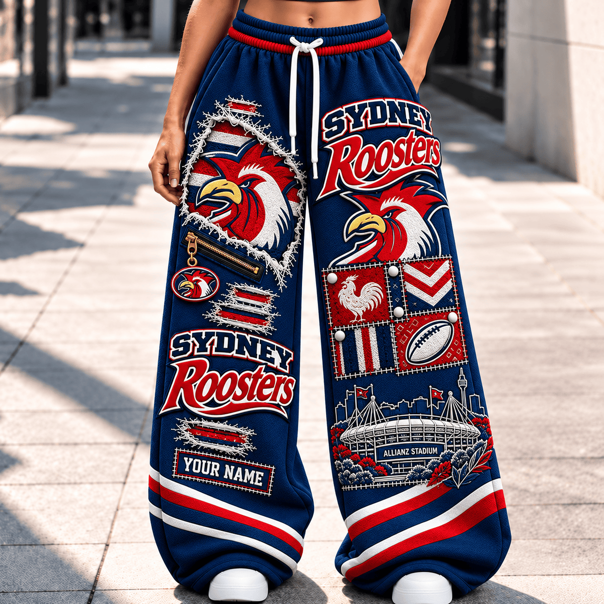 Sydney Roosters NRL Long Wide Sweatpants Custom Any Name For Fan