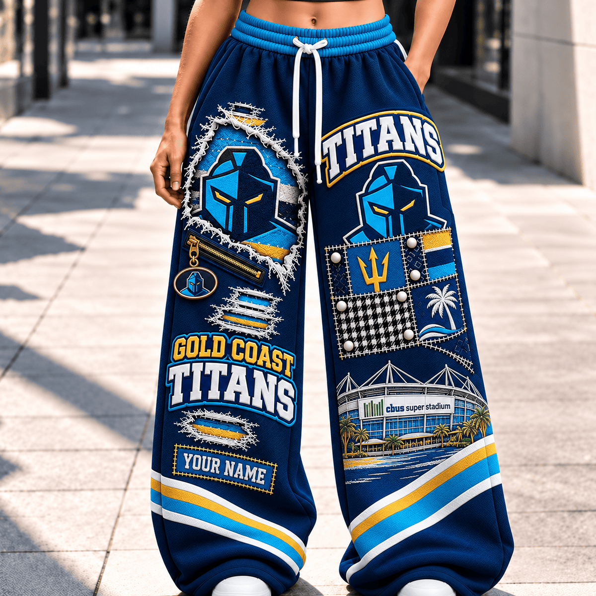 Gold Coast Titans NRL Long Wide Sweatpants Custom Any Name For Fan