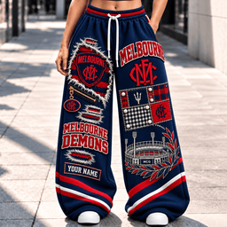 Melbourne Demons AFL Special Wide Leg Sweatpants Custom Any Name Gift For Fan