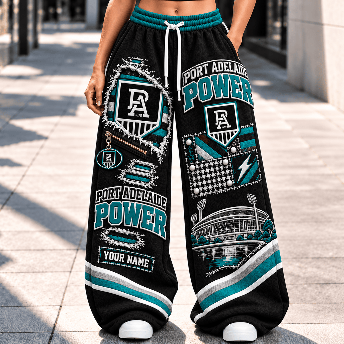 Port Adelaide Power AFL Special Wide Leg Sweatpants Custom Any Name Gift For Fan
