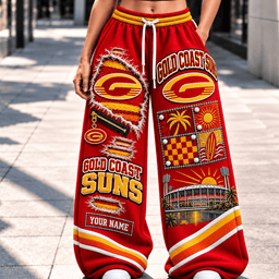 Gold Coast Suns AFL Special Wide Leg Sweatpants Custom Any Name Gift For Fan