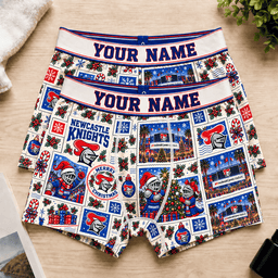 Newcastle Knights NRL Christmas Pattern Men Boxers Custom Any Name