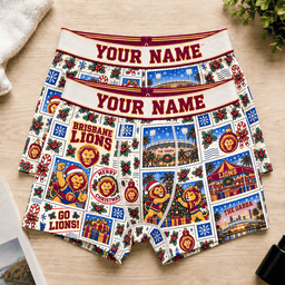 Brisbane Lions AFL Men Boxers Christmas Gift Custom Any Name