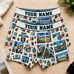 Port Adelaide AFL Men Boxers Christmas Gift Custom Any Name
